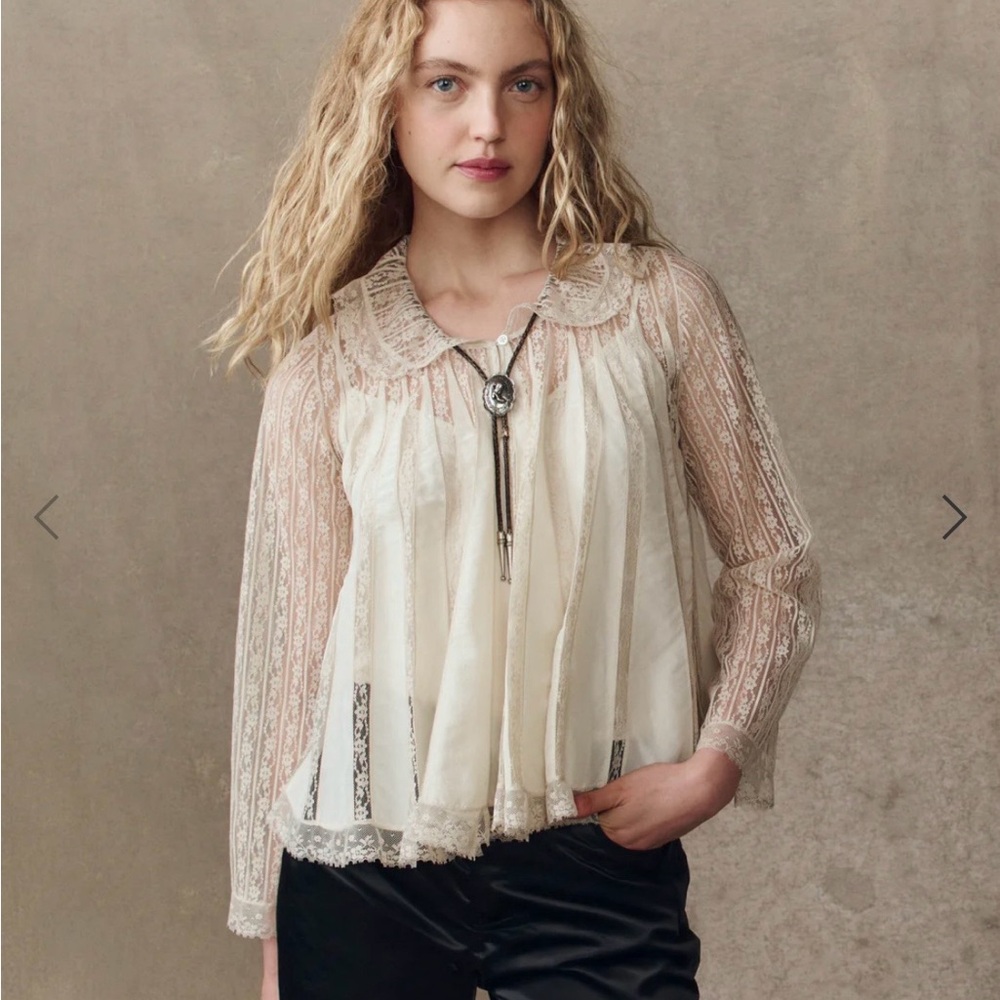 THE GREAT. The keepsake lace collared top
